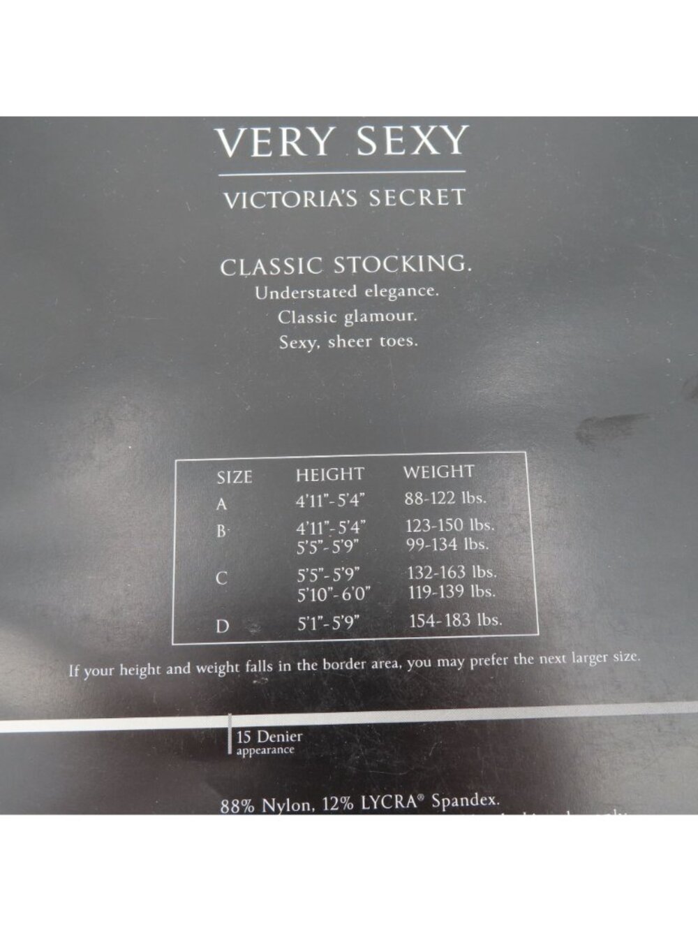 Victorias Secret Very Sexy Women Size C 15 Denier Black Classic Socking NEW - Picture 5 of 8